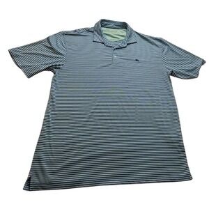 Onward Reserve Men's XL Green Blue Striped Performance Short Sleeve‎ Polo Shirt